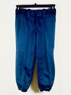 Mizuno Girls belted athletic softball pants navy fastpitch double knit DryLite